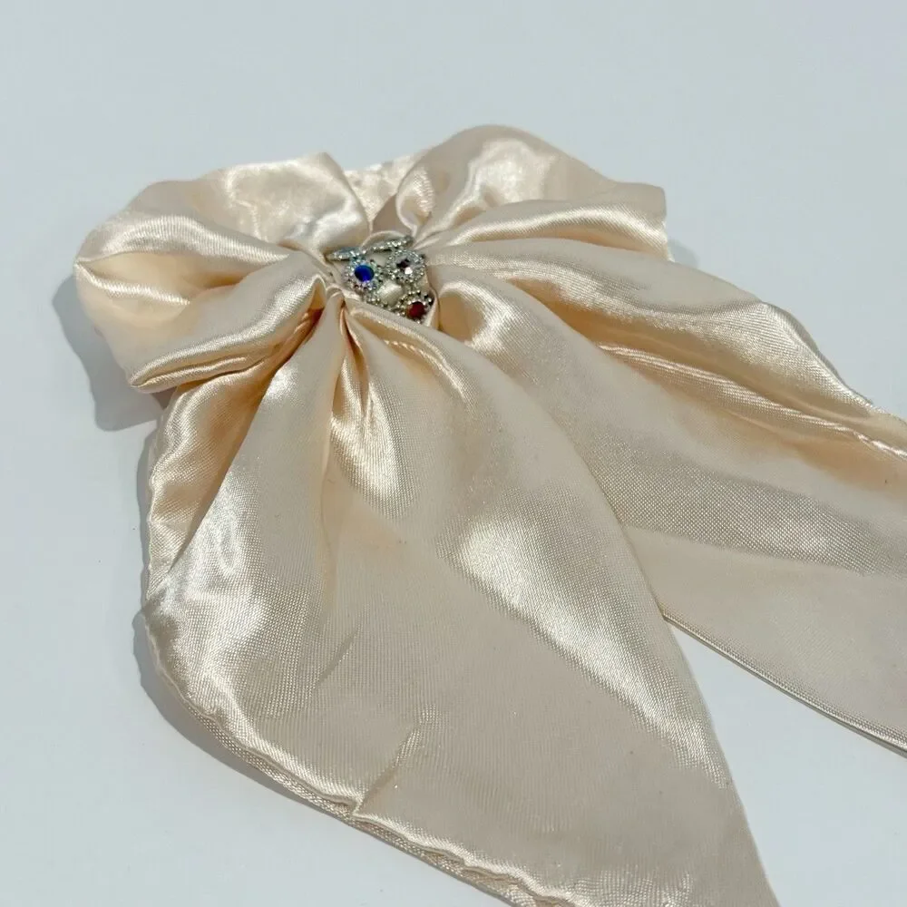Large Satin Bow Barrettes Women Ribbon Hair Clips Hairpins for Styling